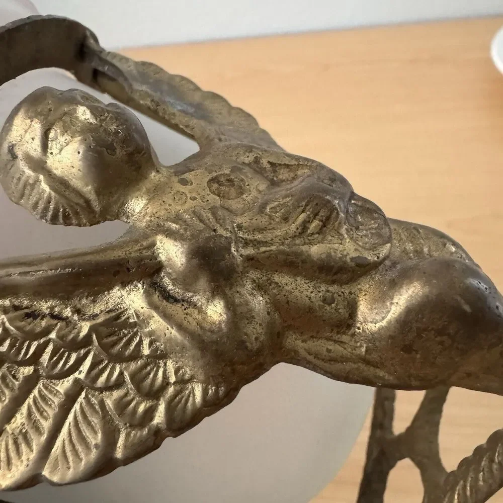 Vtg Antique Brass‎ Cherub Angel Plant Candle Orb Stand Holder Clawfoot Tripod